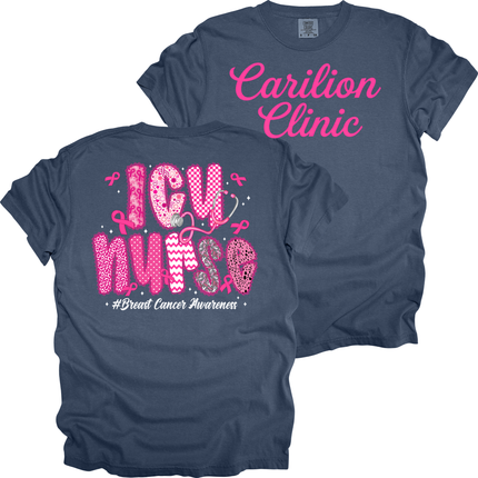 Carilion Clinic Pink Cursive Breast Cancer Awareness per Title- Comfort Colors T-Shirt