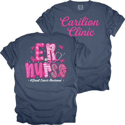 Carilion Clinic Pink Cursive Breast Cancer Awareness per Title- Comfort Colors T-Shirt