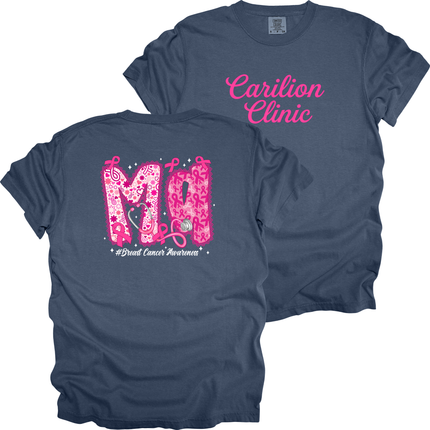Carilion Clinic Pink Cursive Breast Cancer Awareness per Title- Comfort Colors T-Shirt