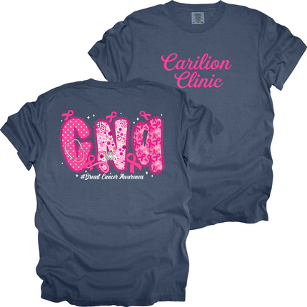 Carilion Clinic Pink Cursive Breast Cancer Awareness per Title- Comfort Colors T-Shirt