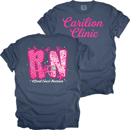 Carilion Clinic Pink Cursive Breast Cancer Awareness per Title- Comfort Colors T-Shirt