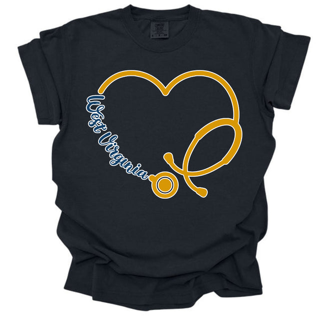 WV Heart Stethoscope - Comfort Colors T-Shirt