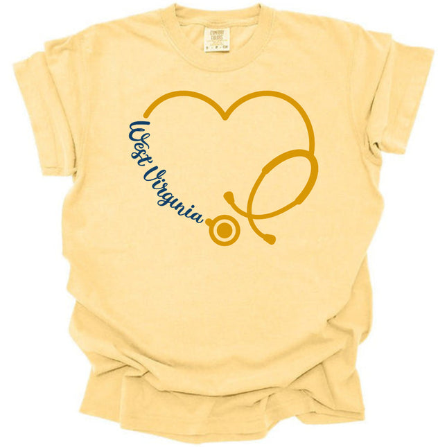 WV Heart Stethoscope - Comfort Colors T-Shirt