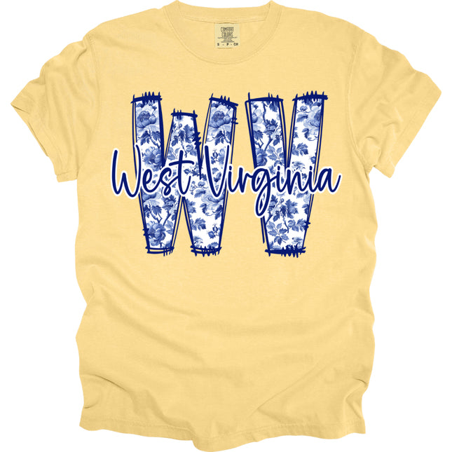Doodle Blue Southern Floral WV - Comfort Colors T-Shirt