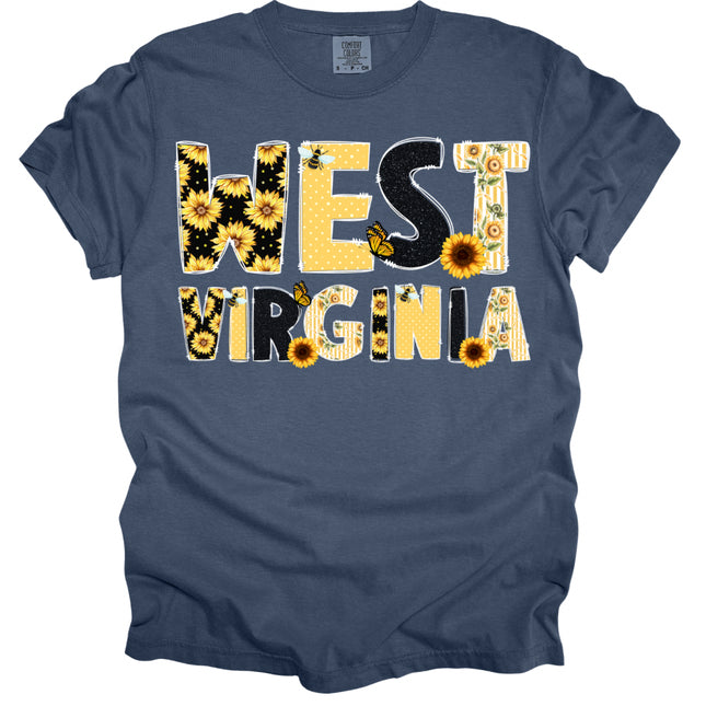Doodle Sunflower West Virginia - Comfort Colors T-Shirt