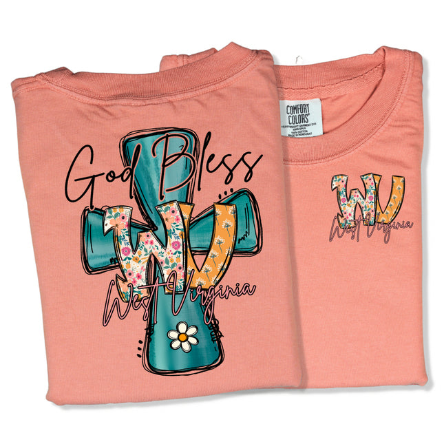 Preppy Cross God Bless WV - Comfort Colors T-Shirt