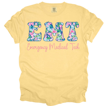 Preppy Cotton Candy Floral EMT - Comfort Colors T-Shirt