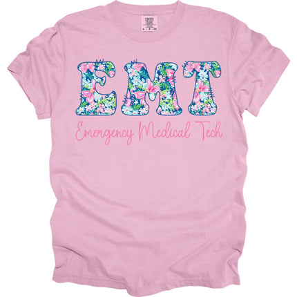 Preppy Cotton Candy Floral EMT - Comfort Colors T-Shirt