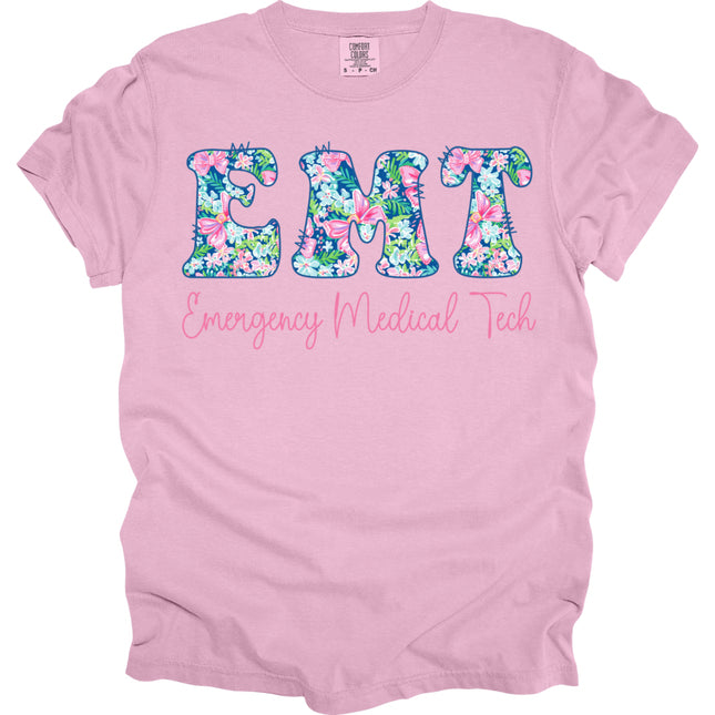 Preppy Cotton Candy Floral EMT - Comfort Colors T-Shirt