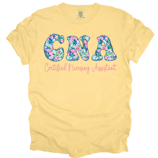 Preppy Cotton Candy Floral CNA - Comfort Colors T-Shirt