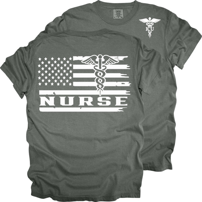 American Flag ER and ICU Nurse - Comfort Colors T-Shirt