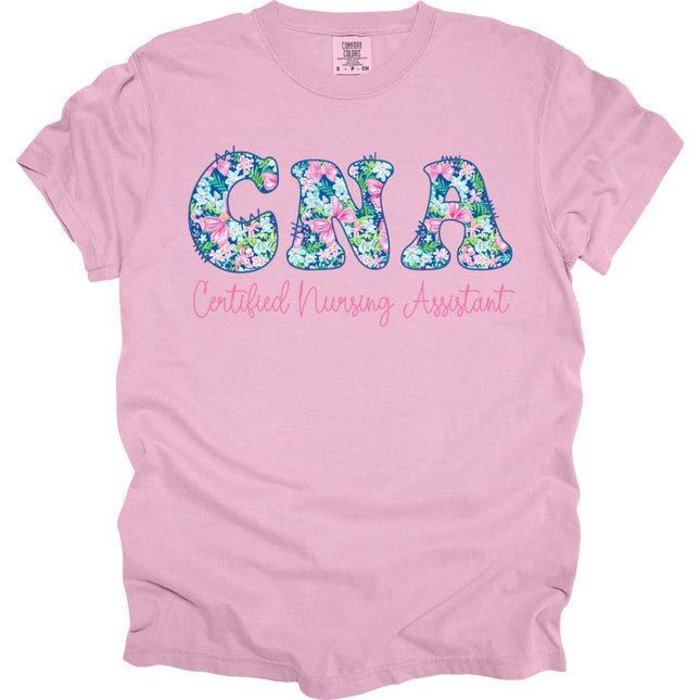 Preppy Cotton Candy Floral CNA - Comfort Colors T-Shirt