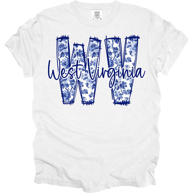 Doodle Blue Southern Floral WV - Comfort Colors T-Shirt
