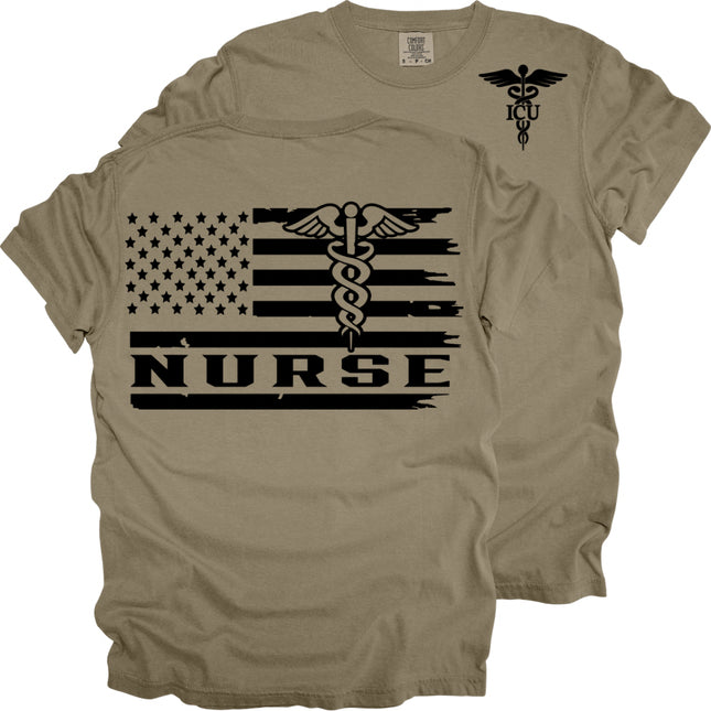 American Flag ER and ICU Nurse - Comfort Colors T-Shirt