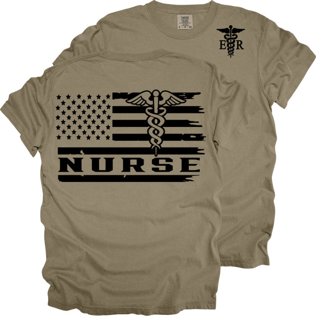 American Flag ER and ICU Nurse - Comfort Colors T-Shirt