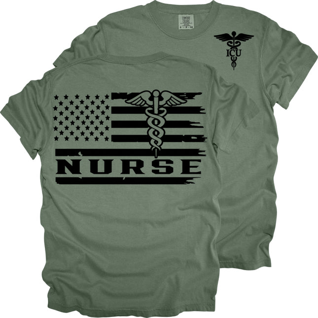 American Flag ER and ICU Nurse - Comfort Colors T-Shirt