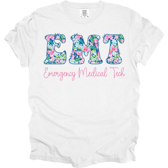 Preppy Cotton Candy Floral EMT - Comfort Colors T-Shirt