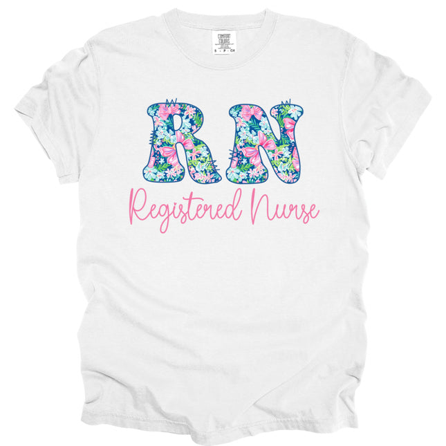 Preppy Cotton Candy Floral RN - Comfort Colors T-Shirt