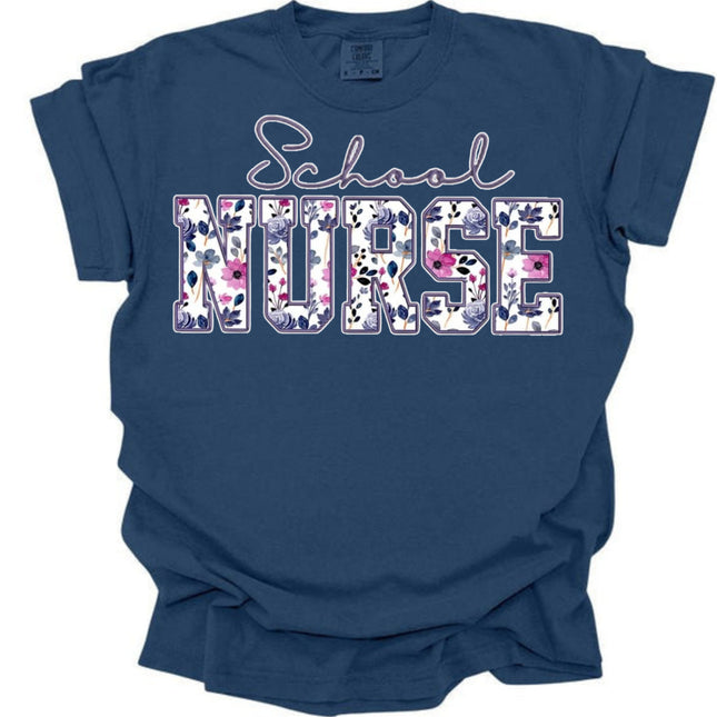 Purple Floral Nursing Titles - Comfort Colors Series