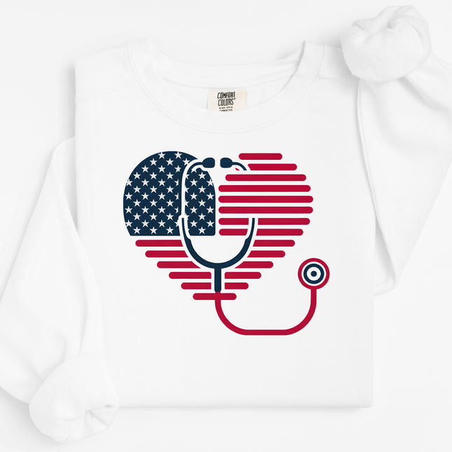 American Flag with Stethoscope - Comfort Colors Series