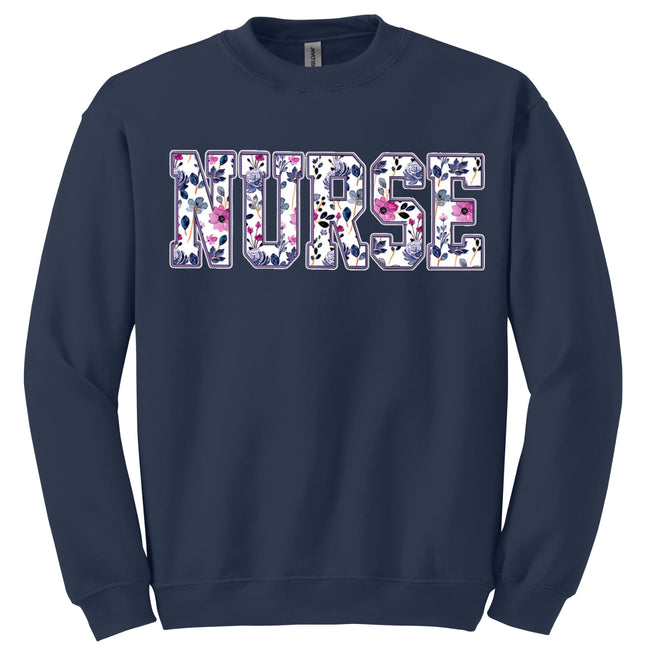 Purple Floral Nursing Titles - Gildan Series