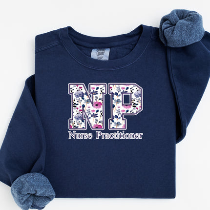 Purple Floral Nursing Titles - Comfort Colors Crewneck Sweatshirt