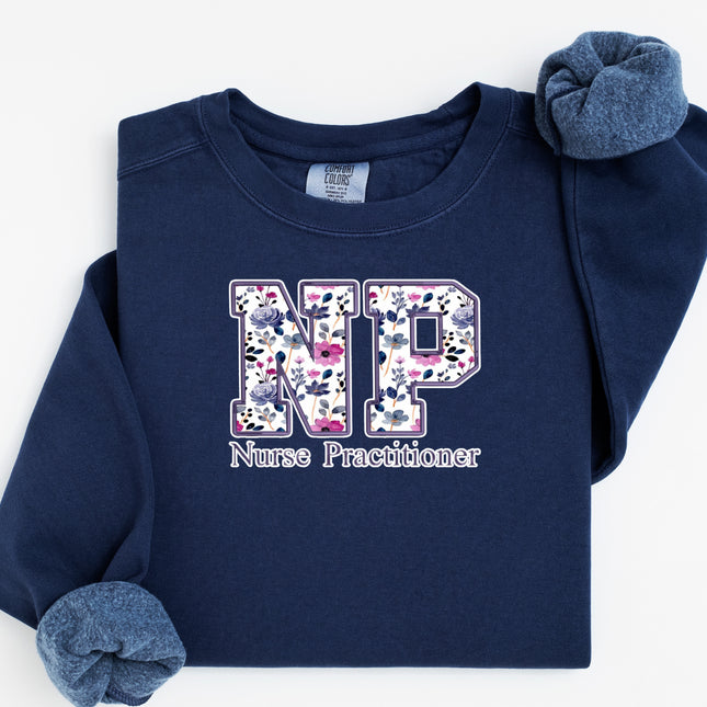Purple Floral Nursing Titles - Comfort Colors Crewneck Sweatshirt