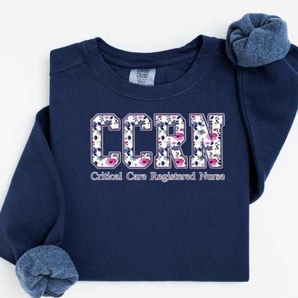 Purple Floral Nursing Titles - Comfort Colors Crewneck Sweatshirt