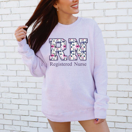 Purple on Purple Floral Nursing Titles - Comfort Colors + Lane Seven Sweatshirt Series