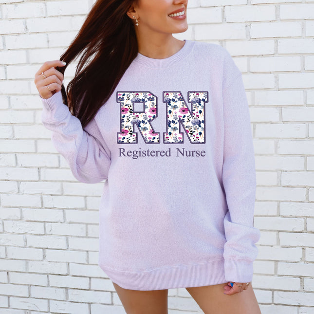 Purple on Purple Floral Nursing Titles - Comfort Colors + Lane Seven Sweatshirt Series