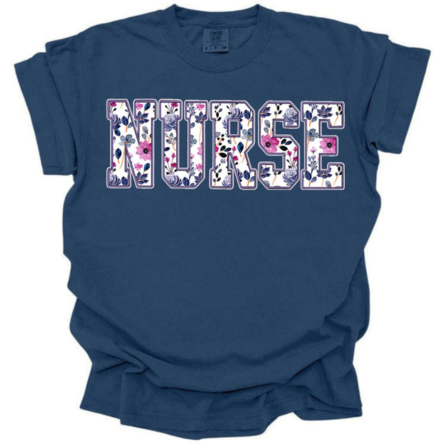 Purple Floral Nursing Titles - Comfort Colors Series