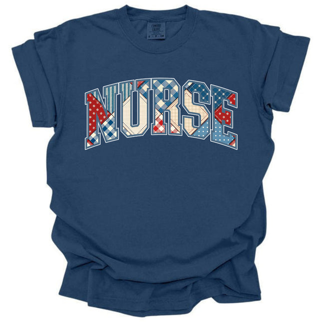 Quilted Patch Collegiate Nurse - Comfort Colors T-Shirt