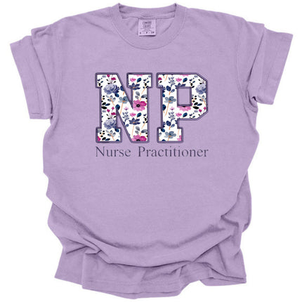 Purple on Purple Floral Nursing Titles - Comfort Colors T-Shirt Series