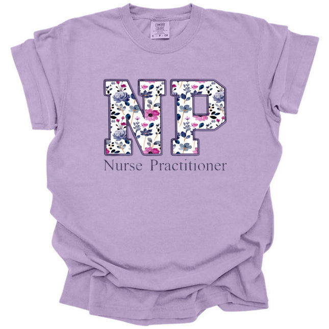 Purple on Purple Floral Nursing Titles - Comfort Colors T-Shirt Series