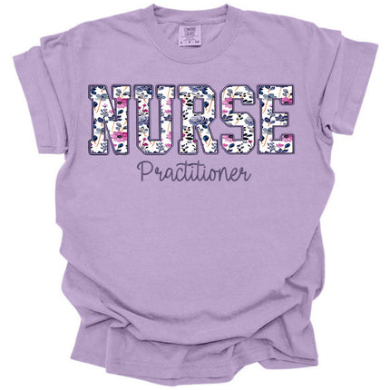 Purple on Purple Floral Nursing Titles - Comfort Colors T-Shirt Series