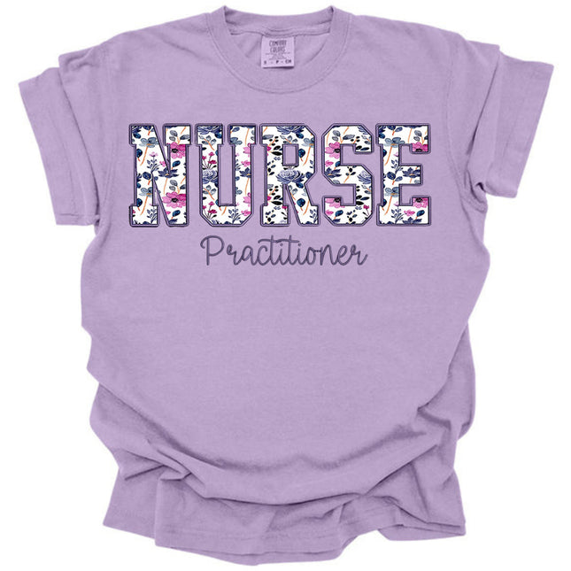 Purple on Purple Floral Nursing Titles - Comfort Colors T-Shirt Series