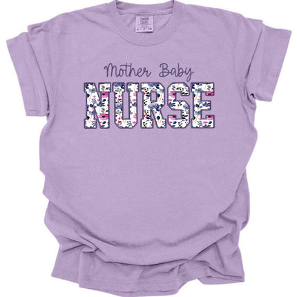Purple on Purple Floral Nursing Titles - Comfort Colors T-Shirt Series