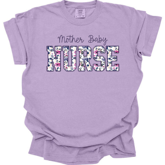Purple on Purple Floral Nursing Titles - Comfort Colors T-Shirt Series