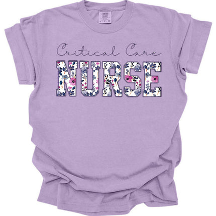 Purple on Purple Floral Nursing Titles - Comfort Colors T-Shirt Series