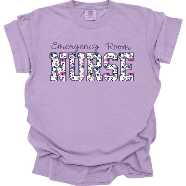 Purple on Purple Floral Nursing Titles - Comfort Colors T-Shirt Series