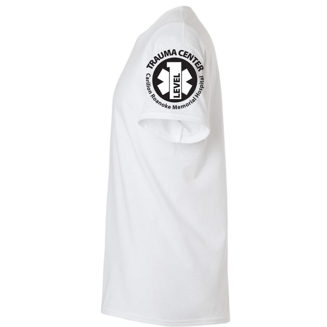 Carilion Clinic Trauma Center on the Sleeve Gildan 5000 SS T-Shirt