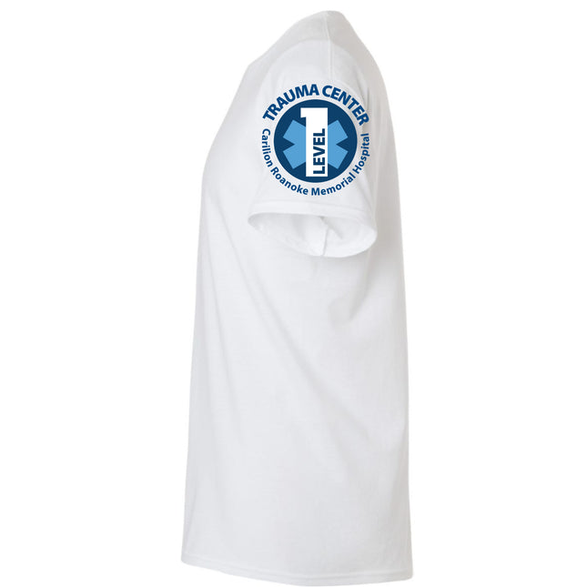 Carilion Clinic Trauma Center on the Sleeve Gildan 5000 SS T-Shirt