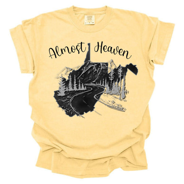 Almost Heaven with State Outline - Comfort Colors Series