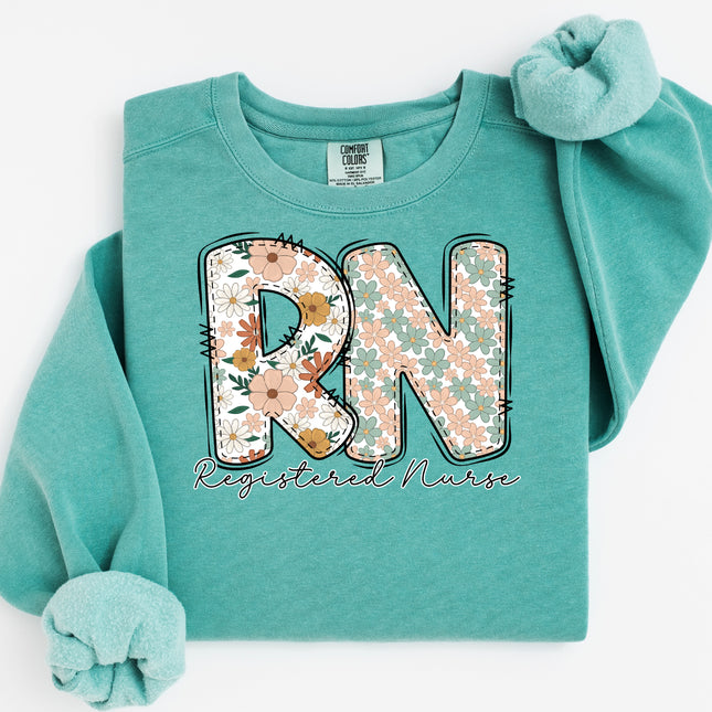 Pastel Floral Nursing Nurse + RN - Comfort Colors Series