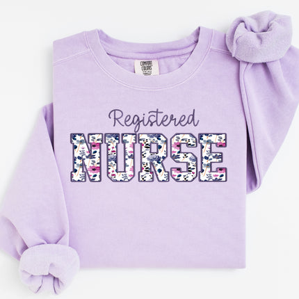 Purple on Purple Floral Nursing Titles - Comfort Colors + Lane Seven Sweatshirt Series