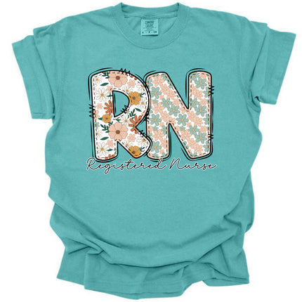 Pastel Floral Nursing Nurse + RN - Comfort Colors Series