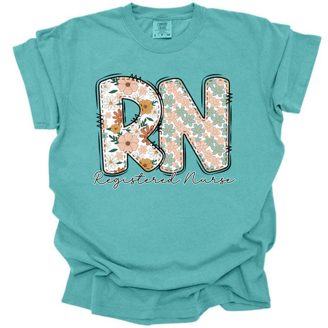 Pastel Floral Nursing Nurse + RN - Comfort Colors Series