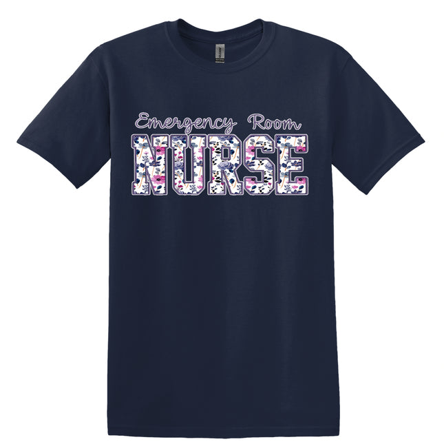 Purple Floral Nursing Titles - Gildan Series