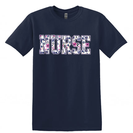 Purple Floral Nursing Titles - Gildan Series