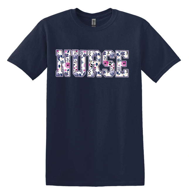 Purple Floral Nursing Titles - Gildan Series